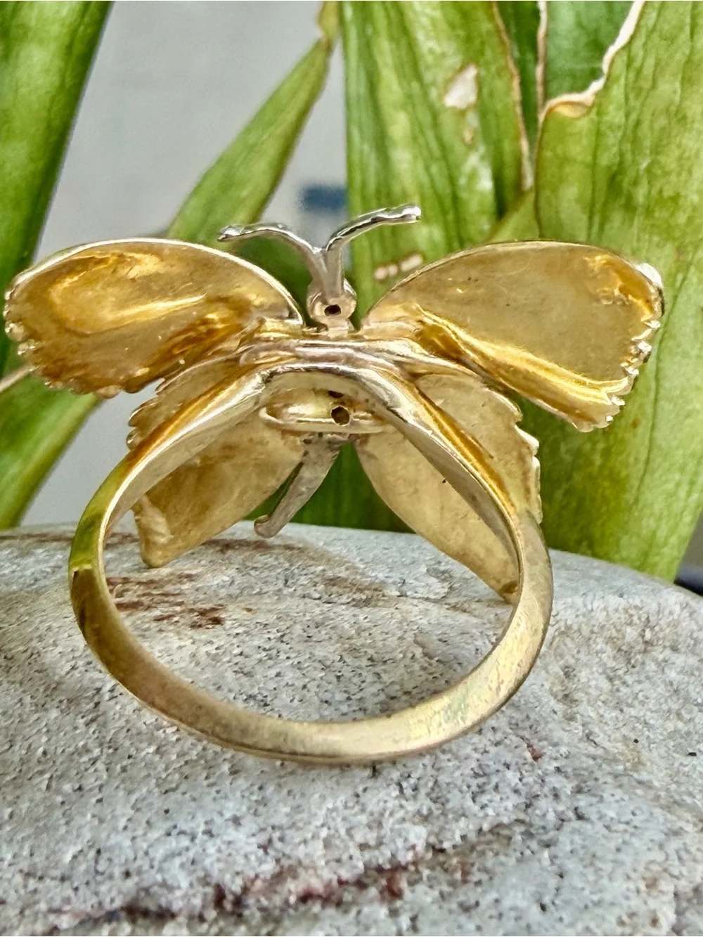 18 karat gold and diamond butterfly ring